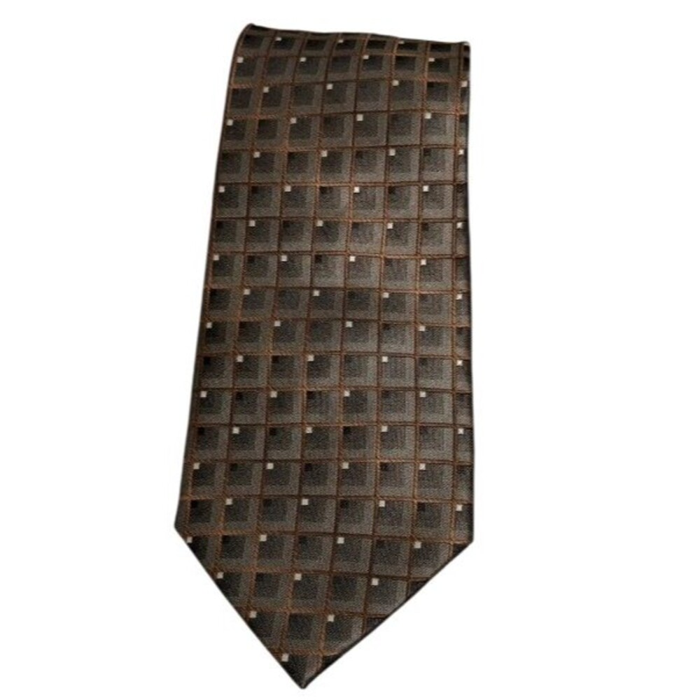 Joseph & Feiss International Silk Neck Tie Charcoal&gold Geometric 4x62 XL